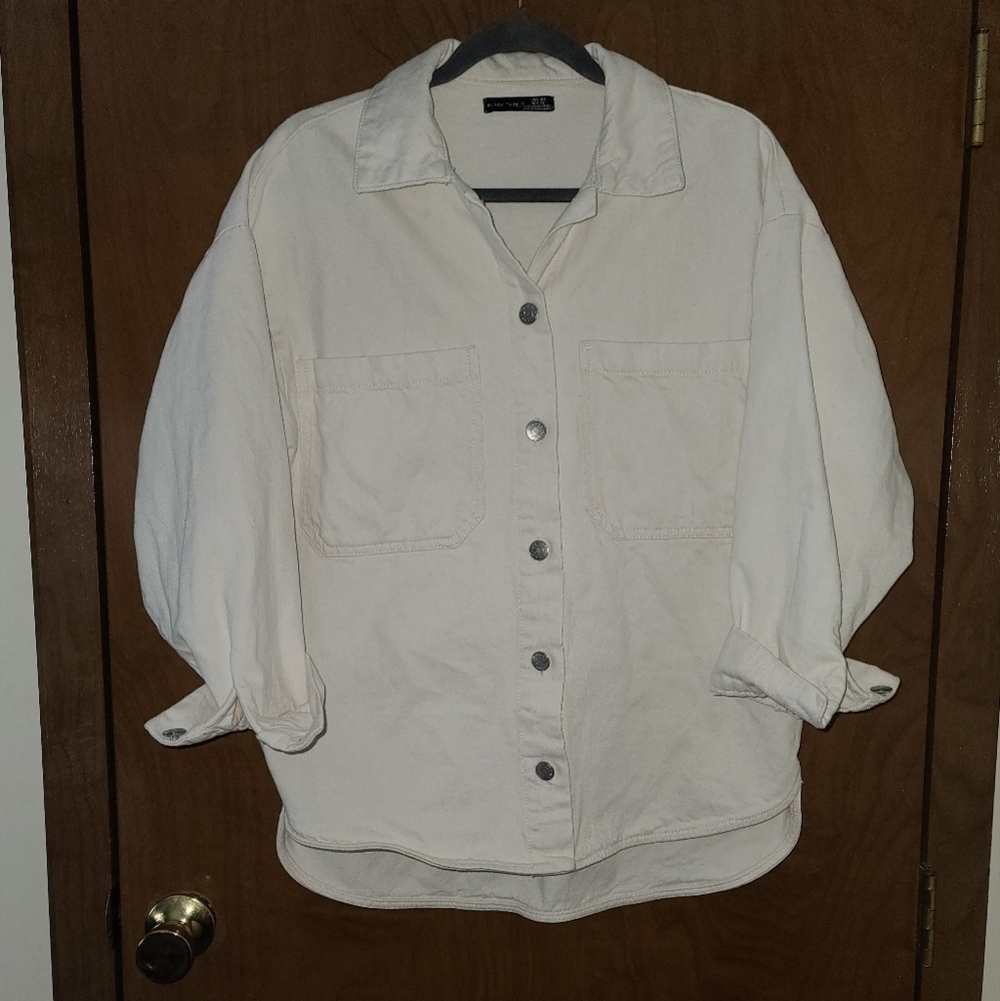 Black Tape white denim jacket size xs